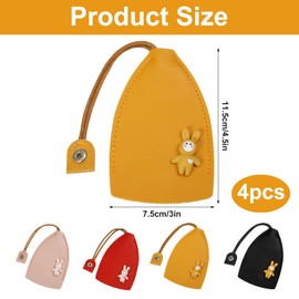 lasuroa 4pcs Cute Car Key Cases, Creative Pull Out Key Fob Holder PU Leather Key Bag Portable Key Wallet Pouch Sleeve Keychain Bags for Car Key