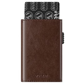 VULKIT Cartera Tarjetero Billetera Pop Up Cierre Magnético RFID Billetera Tríptico Piel