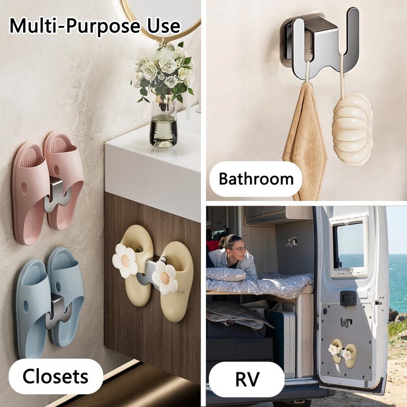 4 Pack No-Drill RV Shoe Rack - Over Door/Wall-Mounted Shelf,