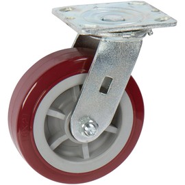 6 inch x 2 inch Pro-Tech Polyurethane Heavy Duty Non-Marking Industrial Top Plate Casters, 2 Swivel & 2 Rigid Casters, 3600 LBS Load Capacity, Maroon (4-Pack) - ICON 6660 Series