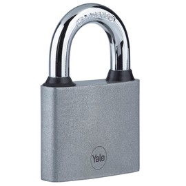 Yale Iron Disc Padlock 50mm - Nickel Plated - Hardened Steel Long Shackle - Extreme Corrosion Resistance for Outdoor use