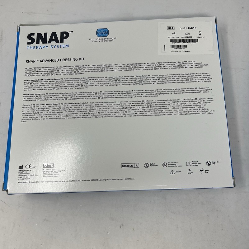 SNAP Therapy System Advanced Dressing Kit 15x15cm Dressing And 13x13cm