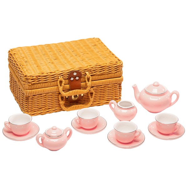 Children's Porcelain Play Tea Set - 13pcs, Light Pink