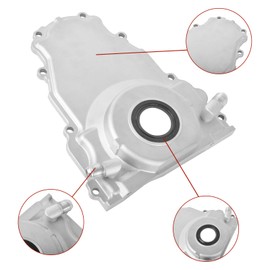 WULAZMU Aluminum LS Front Timing Cover with w/Crank Gasket and Bolts Set Compatible with Gen 3 Turbo Oil Drain Return, Gen III GM LS Series -10AN 551589