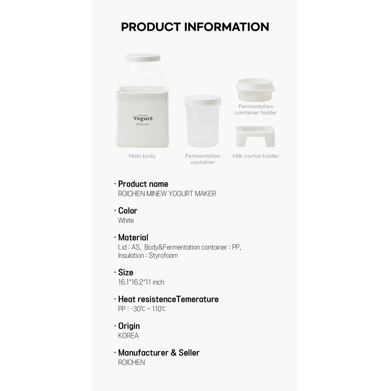 ROICHEN MINEW YOGURT MAKER, HOME MADE YOGURT, MADE IN KOREA,