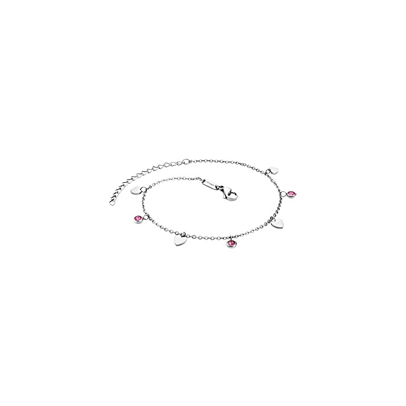 Julie Julsen JJAC29215S Women's Anklet Heart Stainless Steel Silver Pink