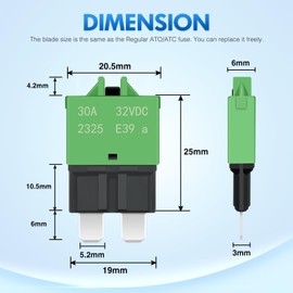 Nilight 6PCS Circuit Breaker Manual Resettable Fuse Assortment Kit 12V-32V Low Profile ATO ATC Standard Regular 5A 10A 15A 20A 25A 30A Blade Fuses for Automotive Cars Trucks SUV Boat