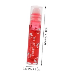 Baluue Fruity Lip Gloss Hydrating Lip Oil with Rollerball Design Transparent Formula Enriched with Fruit Avocado Extracts for All Ages Strawberry Flavor