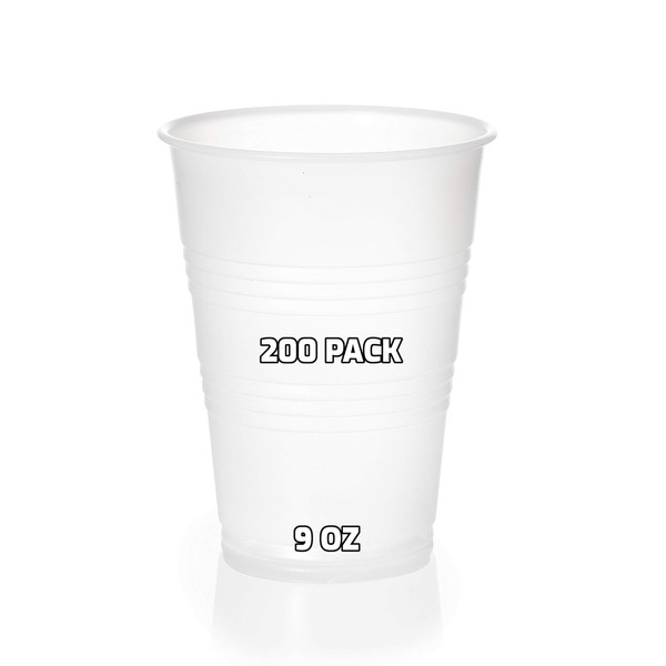 [200 PACK] 9 oz Clear Plastic Cups - Disposable 9