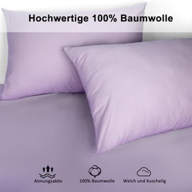 Lirex 2 Pack 300 Thread Count 100% Cotton Cushion Covers Comfortable and Breathable 40 x 80 cm Purple