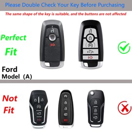 SLAKNOK for Ford Key Fob Cover with Keychain,Stylish and Durable Zinc Alloy Protection Key Case Compatible with Expedition Explorer Fusion Escape Edge F150 F250 F350 F450 F550 Key Shell Accessories