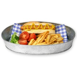 TableCraft Products GP129 Oval Dinner Platter, Galvanized, 12" x 9", Silver
