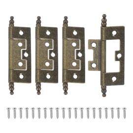 sourcing map Non-Mortise Door Hinges, 2.5" x 1" Non Mortise Bifold Butt Door Hinges Heavy Duty Steel Flush Cabinet Hinges with M4 Screws for Bathroom Windows Cupboard Copper Pack of 4