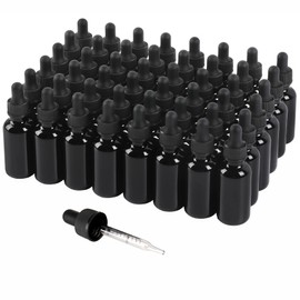 NOOEEISS 48 Pack,1oz Glass Dropper Bottle,Blakc Tincture Bottles with Dropper,Pretty Finish for All Kinds of Liquids,Oil Bottles for Hair- Stronger Suction ideal for Leakproof Travel