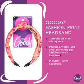 GOODY Ouchless Headband - Fashion Print - Comfort Fit for All Day Wear - For All Hair Types - Hair Accessories for Girls