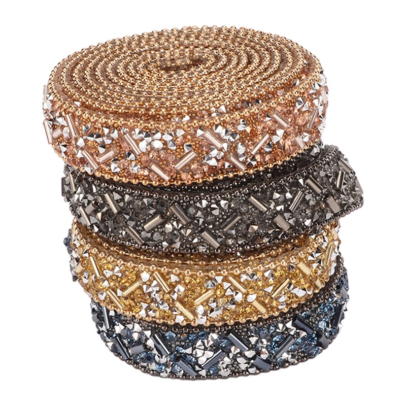 4Pcs Crystal Rhinestone Ribbon Self Adhesive Cuttable Shiny Rhinestone Ribbon