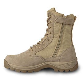 LUDEY Lightweight Military Tactical Boots for Men Durable YKK Side Zipper Police Army Combat Jungle Breathable Comfortable Duty Boots Tan 6.5US