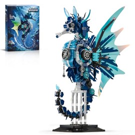 BNG Mechanical Seahorse Building Set for Adult,Movable Ocean Animal with Display Stand,Sea Fish Building Block Toy,Home Decor Gift for Adults Teens Kids Boys Ages 8+(1003PCS)