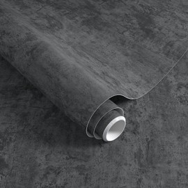 POWTICK Grey Black Concrete Contact Paper 17.7"x394" Thick 3D Textured Faux Cement Concrete Wallpaper Peel Stick Removable Waterproof Vinyl Renter Friendly Adhesive Tile Sticker for Kitchen Bedroom