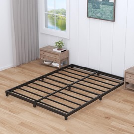Nailsong 3 inch Cal King Bed Frame Low Profile, California King Bed Frames No Box Spring Needed, Heavy Duty Metal, Easy Assembly, Black