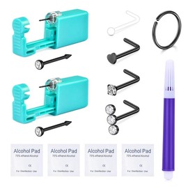 NODRSA Nose Piercing Kit Nose Ring Piercing Kit Self Nose Piercing Kit at Home Nose Piercing Kit with Nose Rings Disposable Nose Piercing Gun Kit Black Piercing Kit for Nose Ring Gun Piercing Kit