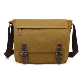 Sechunk Canvas Vintage Messenger Bag Shoulder bag Leather Cross body bag Large Travel Crossbody bags for men women 15inch Laptop