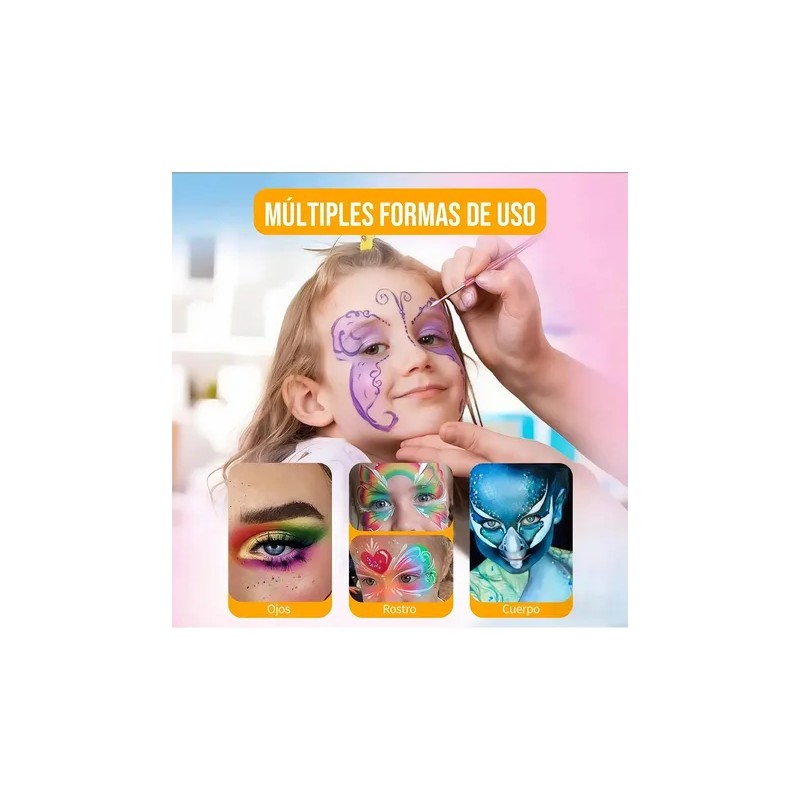 Kit Maquillaje 54 Colores Pintura Facial Base Agua Para Pint
