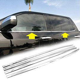 LJ INTERNATIONAL Quality Accessories 4pcs Stainless Steel Window Molding Trims Overlays Compatible with Chevy Silverado/GMC Sierra