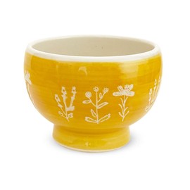 J-kitchens Izan Kiln Soup Bowl, Drinking and Eating, Free Round Bowl, 11.8 fl oz (350 cc), Hasami Ware, Made in Japan, Wild Flowers, Yellow