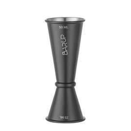 HENDI Jigger cocktail doppio 25/50ml, BarUp, misurino per bevande da barista professionale, dosatore per bar, barman, ø44x(H)110mm, acciaio inox con rivestimento in polvere nera