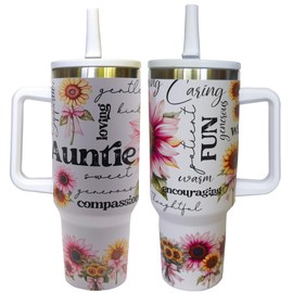 Auntie Tumbler with Handle,Best Aunt Ever Gifts from Niece Nephew - Auntie Travel Mugs Cup for Mother Day Birthday Present 40 Oz