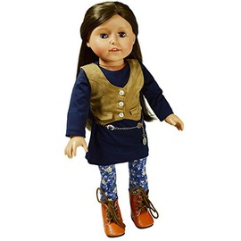 The New York Doll Collection Outfit Set Includes Blue Dress - Vest and Belt - For 18 inch/46cm Fashion Dolls - Doll Clothing - Dolls Accessories