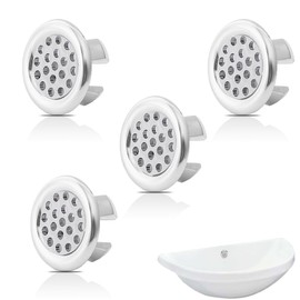 Pack of 4 Sink Overflow Ring, Tap Overflow Cover, Plastic Ring, Sink Overflow Ring, Universal Sink Overflow Cover