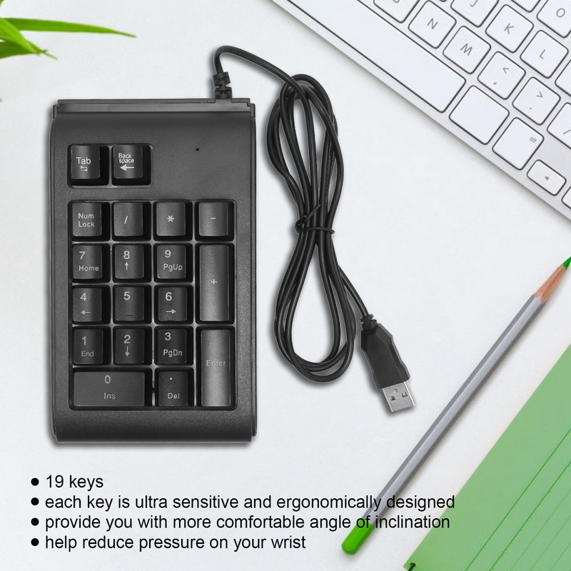 USB Wired Numeric Keypad 19 Keys Number Pad Waterproof RGB