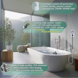 JUPSDDTH 1500W Immersion Water Heater C Portable Submersible Electric Heater with Timer Auto Shut-Off, fit Hot Tubs, Pools, Baptismal, Spa Tubs, Inflatable Pools & Above Ground Water Heater for Pool