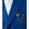 Knighthood Brooch Lapel Pin for Men Black Stone Gold Engraving