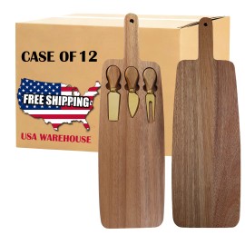 Wholesale 12 Pack Wooden Charcuterie Board Set with Handle and Golden Cheese Knives for Laser Engrave Blankscolor: gold, size: 19.8x5.5x0.6inch