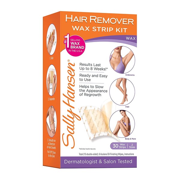 Sally Hansen Hair Remover Kit, 1 Count, Quick and Easy Wax Strip Kit (Packaging May Vary)