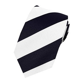 Jacob Alexander Corbata de cuello a rayas para niños de 2,54 cm, Blanco/Azul Marino, Talla única