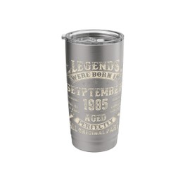 40th birthday Gifts for Men 40 Years Old Bday September 1985 Stainless Steel Insulated Tumbler