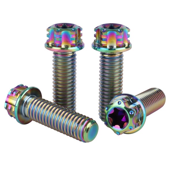 UHDFBDHF 4Pcs Titanium Bolt Flange Torx Head M8 M10 x