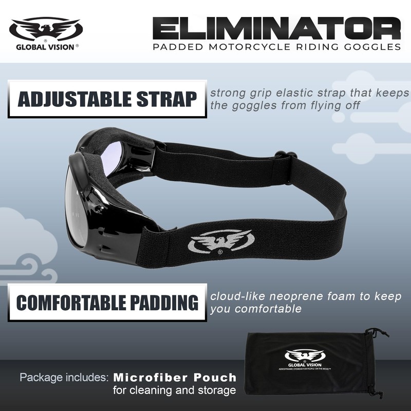 Global Vision Eliminator Dirt Bike Padded Motorcycle Riding Goggles for