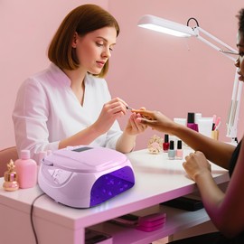 BOMOQING 126W Rechargeable UV LED Nail Lamp, Portable Cordless Nail Dryer with Auto Sensor and 4 Timer Settings, Professional Curing Lamp for Gel Polish and Salon (Purple)