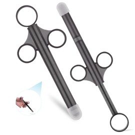 ANGCURE ANGCURE Lube Applicator Syringes, Lubricant Tube Shooter with Smooth Rounded Cap for Men, Women & Couples, Reusable, Easy Use & Clean [10ml Scales][Gray & Gray]