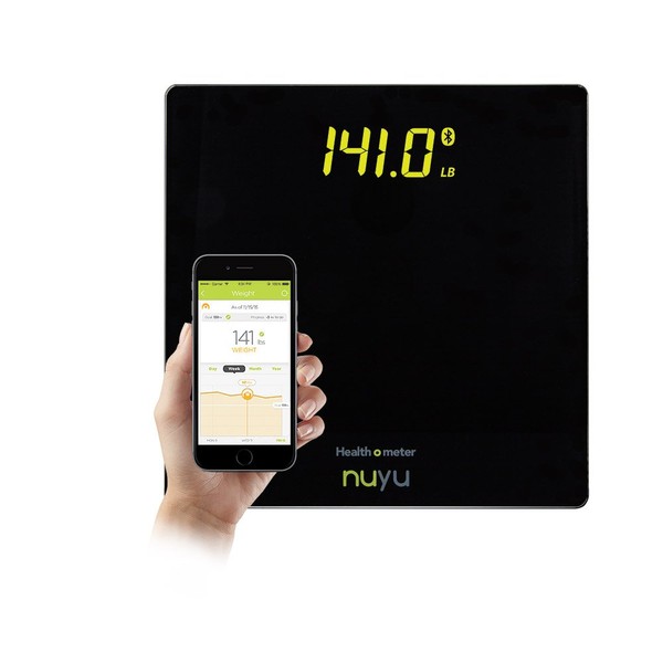 Health o meter nuyu Wireless Connected Scale with Auto Pairing, BMI Tracking and Disappearing LED Screen, Black