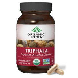 ORGANIC INDIA ORGANIC INDIA Triphala Capsules Organic - Herbal Supplement with Amla, Bibhitaki, Haritaki, Digestion & Colon Support, Immune System Support, Adaptogen, Vegan, USDA Certified Organic - 90 Capsules
