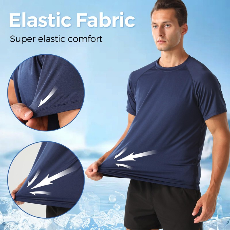 HYCOPROT Men's Quick Dry Workout Shirts - Moisture Wicking Short