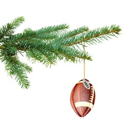 Football Ornament - Football Christmas Ornament 2024 - Football Gifts - Stunning Two-Tone Wood Christmas Ornament - Intarsia Design - Comes in a Gift Box so It's Ready for Giving
