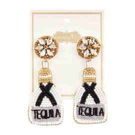 Mud Pie Womens Beaded Drink Dangle Earrings, Tequila, One Size