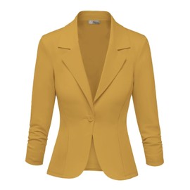 Hybrid & Company Women's Casual Work Office Blazer Jacket JK1131 Mustard X-Large